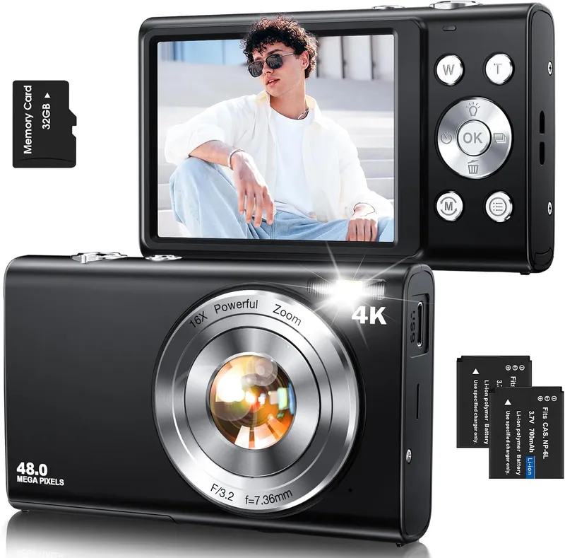Lecnippy Autofocus 4K Vlogging Camera for Photography, Black